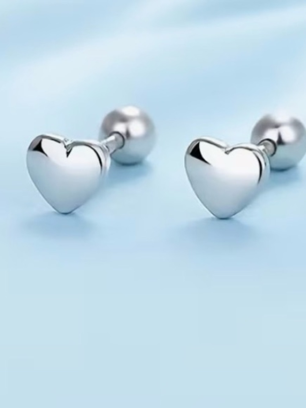 Stainless Steel Heart Stud Earrings - Classic Women's Jewelry